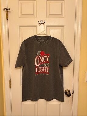 Cincy Light Rhinegeist Brewery Basketball Graphic Dark Gray Cotton T-Shirt